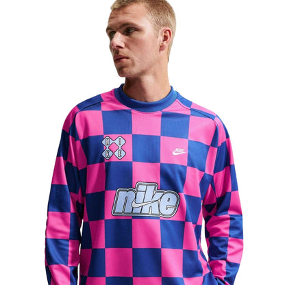 Game Royal-Pink - Side - Nike Mens Checkerboard Long-Sleeved T-Shirt
