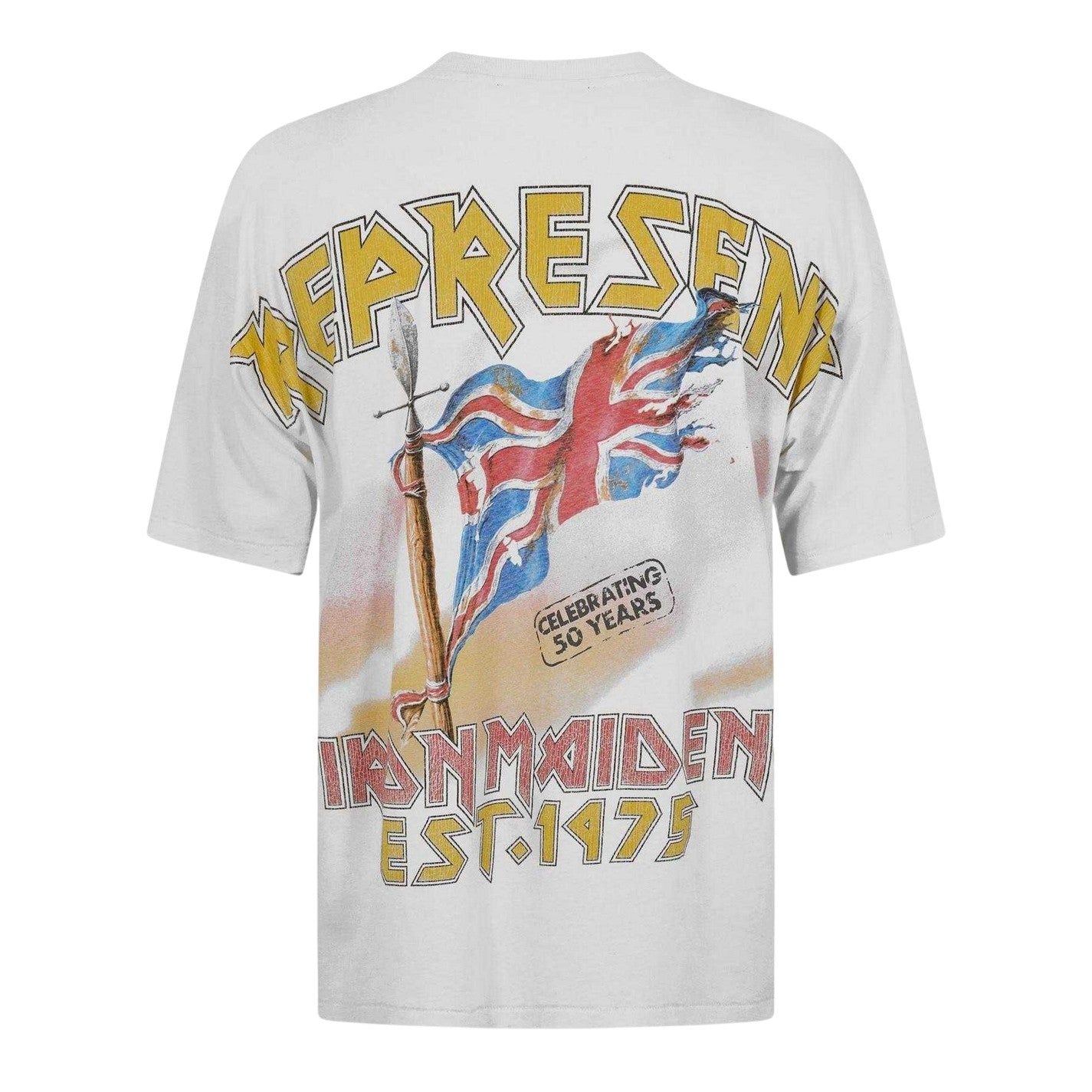 White - Back - Iron Maiden Mens Maiden England Eddie Distressed Short-Sleeved T-Shirt
