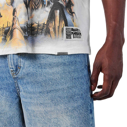 White - Side - Iron Maiden Mens Maiden England Eddie Distressed Short-Sleeved T-Shirt