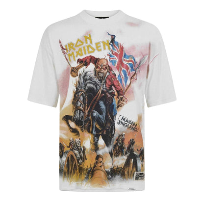 White - Front - Iron Maiden Mens Maiden England Eddie Distressed Short-Sleeved T-Shirt