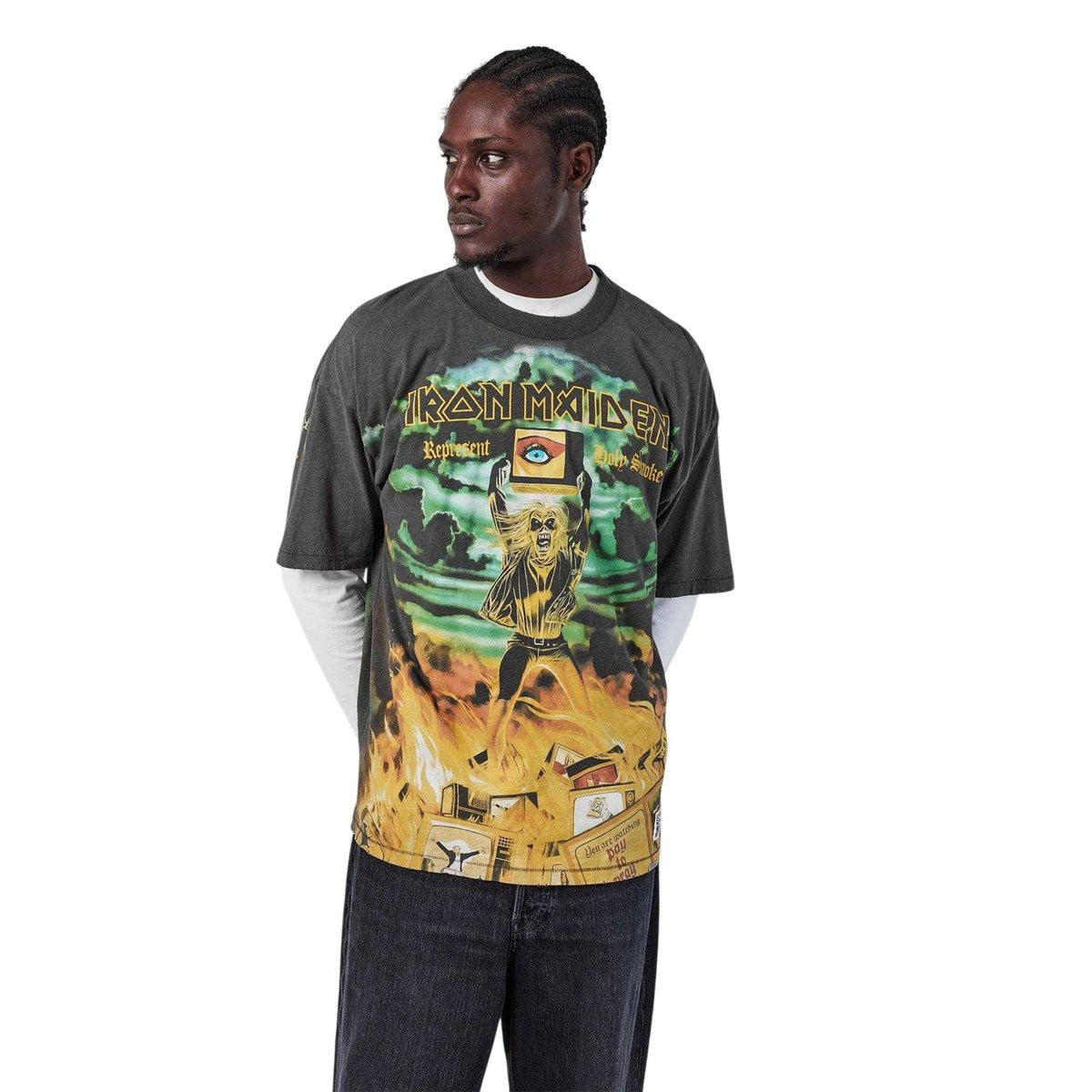 Grey - Lifestyle - Iron Maiden Mens Holy Smoke Eddie T-Shirt