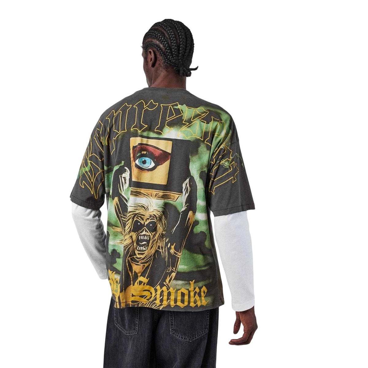 Grey - Pack Shot - Iron Maiden Mens Holy Smoke Eddie T-Shirt