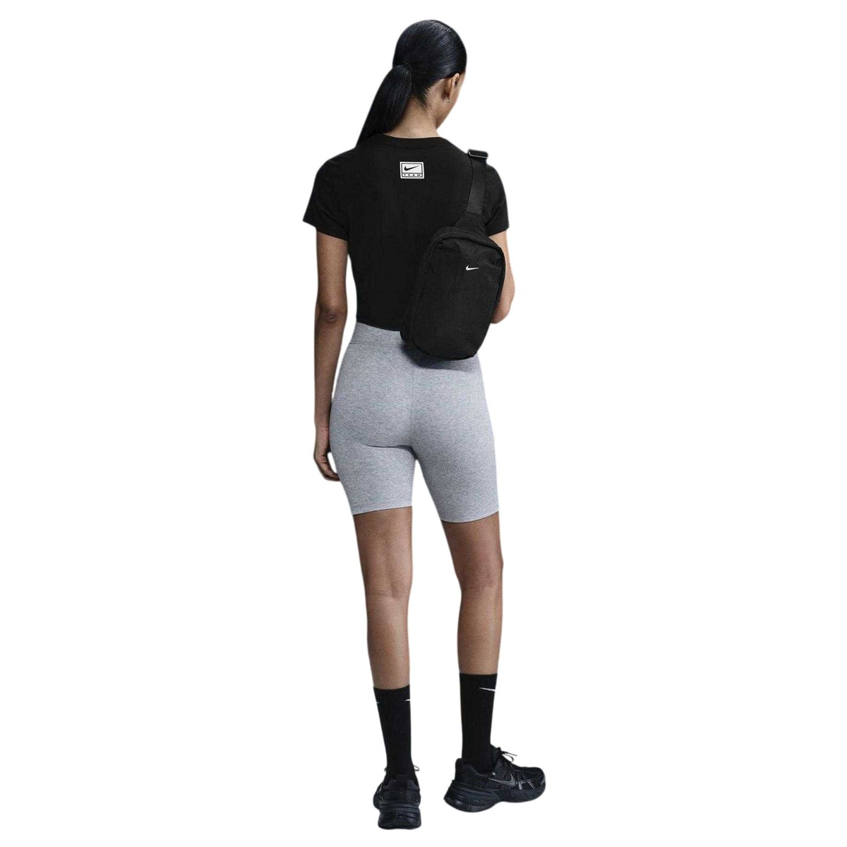 Black - Back - Nike Womens-Ladies Team Graphic Print Crop T-Shirt