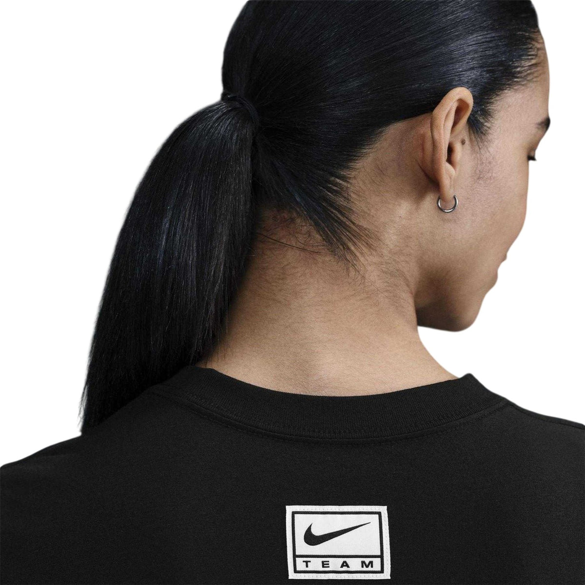 Black - Side - Nike Womens-Ladies Team Graphic Print Crop T-Shirt