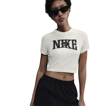 Sail - Front - Nike Womens-Ladies Team Graphic Print Crop T-Shirt