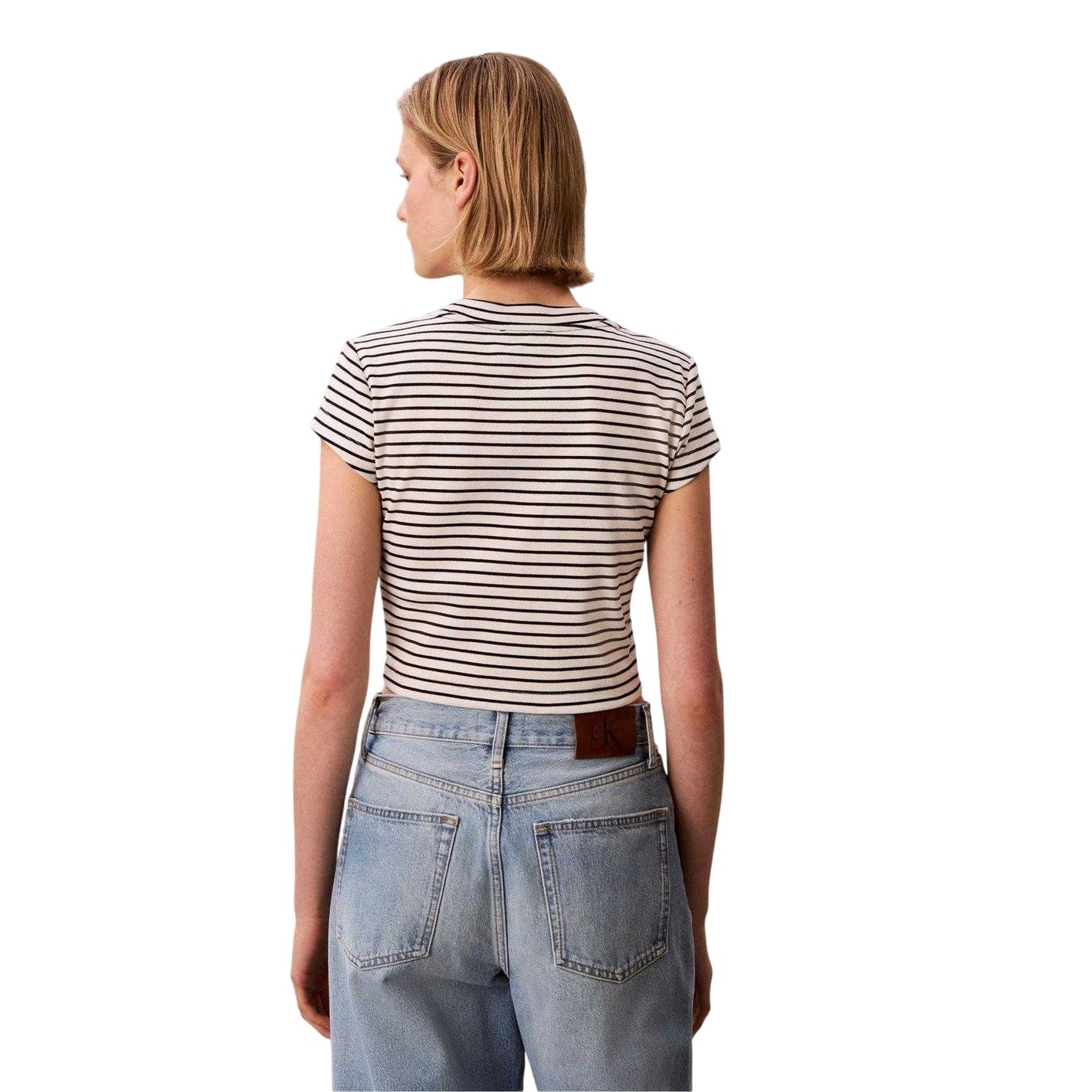 Black - Back - Calvin Klein Womens-Ladies Cropped Fitted T-Shirt