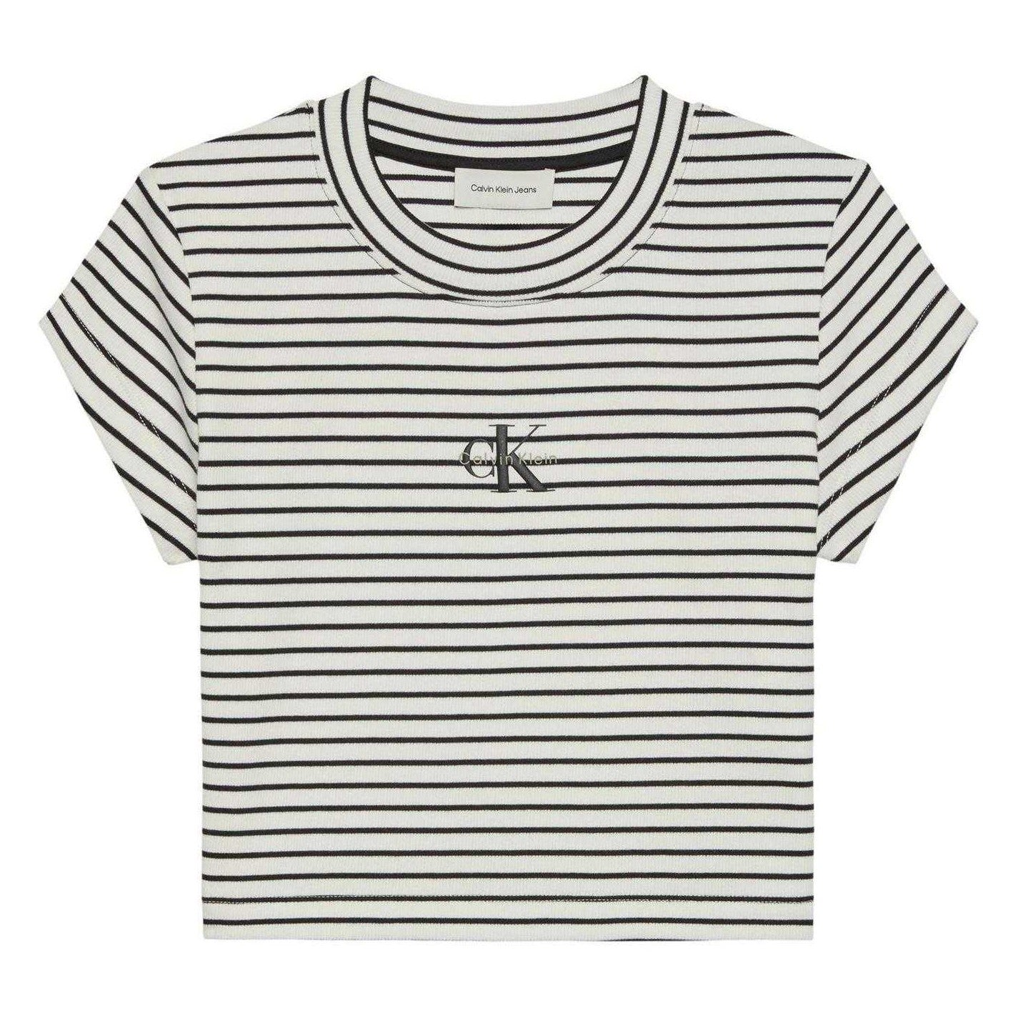 Black - Front - Calvin Klein Womens-Ladies Cropped Fitted T-Shirt