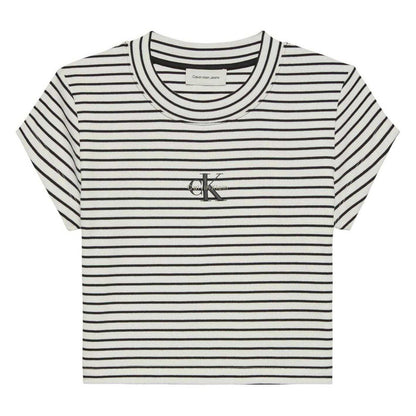 Black - Front - Calvin Klein Womens-Ladies Cropped Fitted T-Shirt
