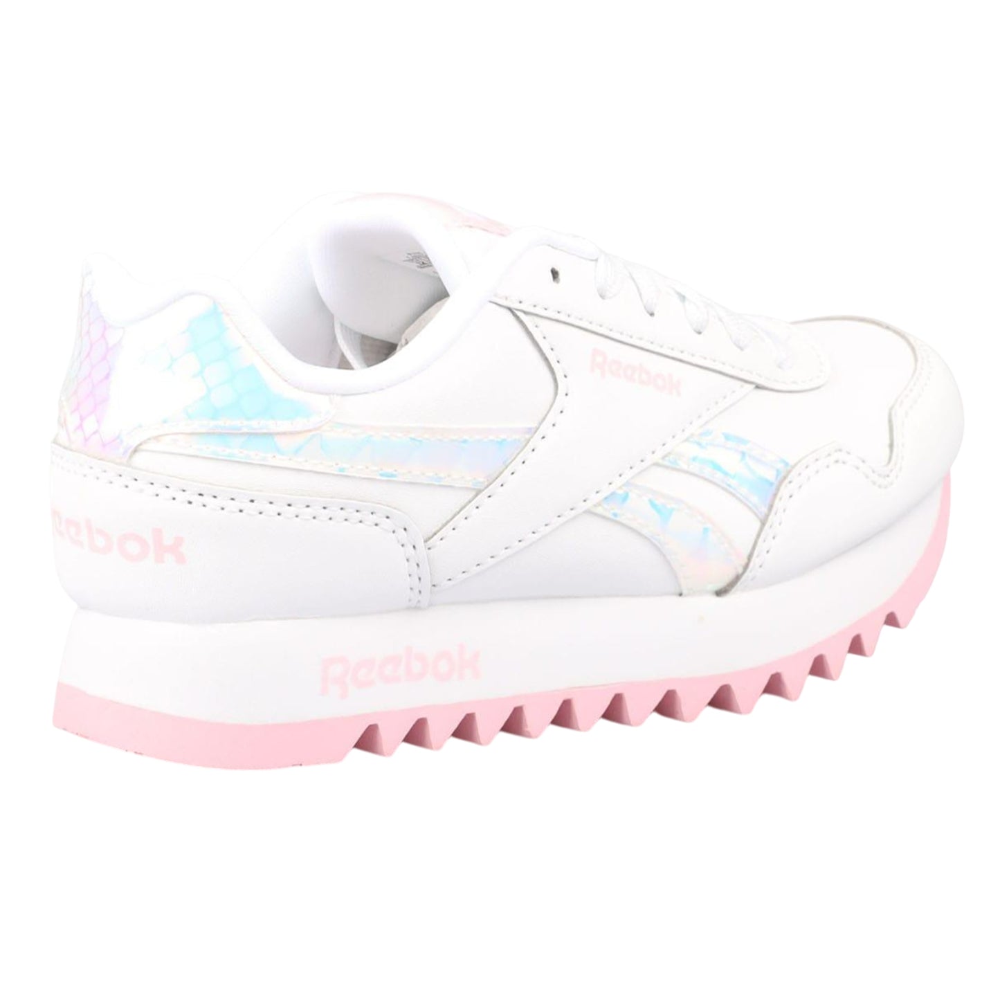White-Pink - Back - Reebok Childrens-Kids Royal Classic Jogger Platform Trainers