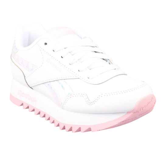 White-Pink - Front - Reebok Childrens-Kids Royal Classic Jogger Platform Trainers