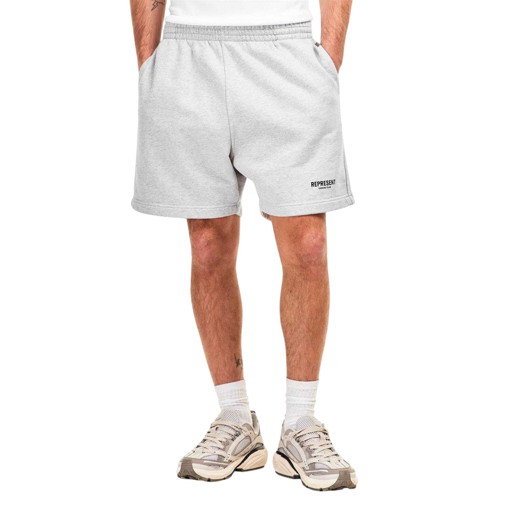 Ash Grey - Side - Represent Mens Owners Club Loopback Jersey Shorts
