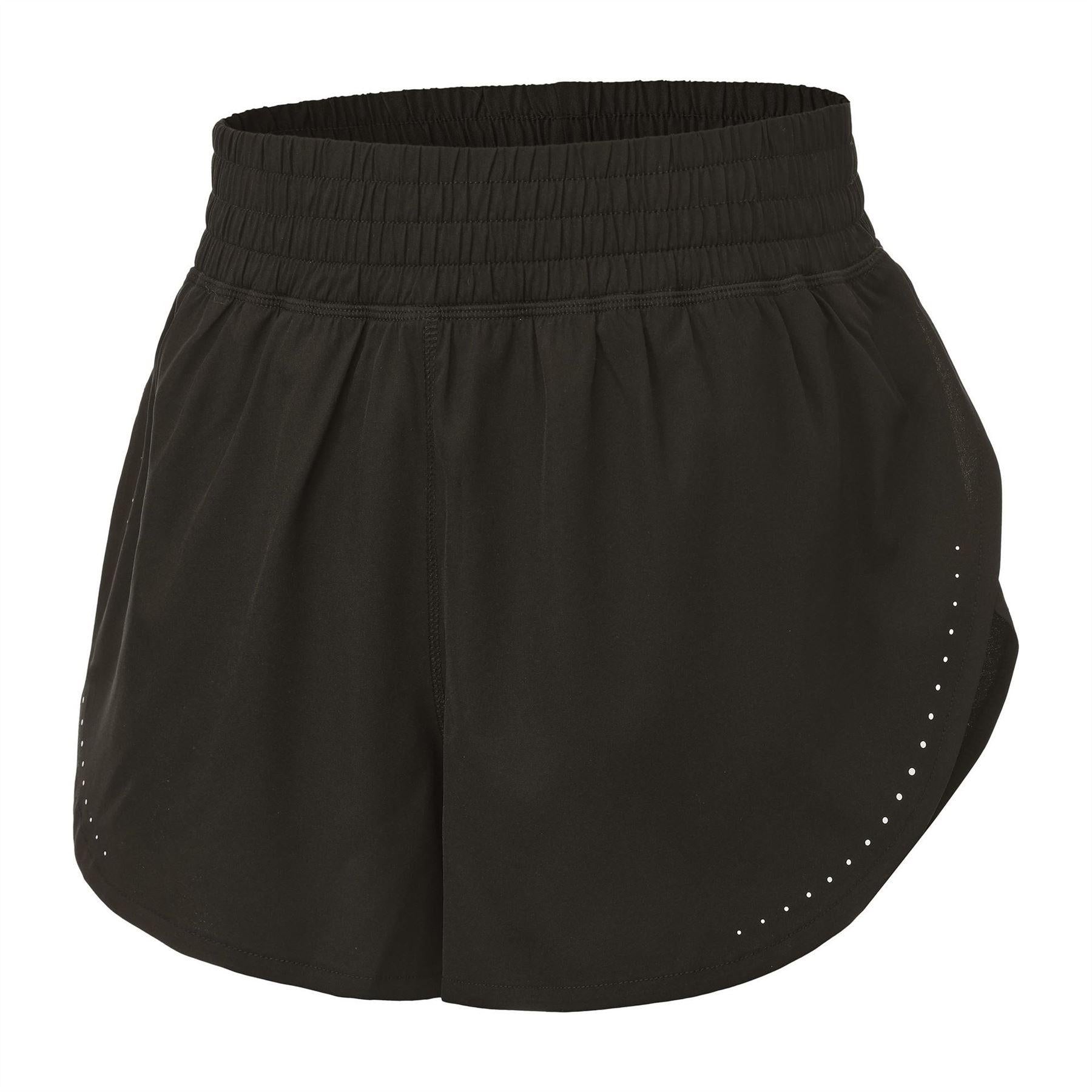 Brown - Side - LA Gear Womens-Ladies Essential 2 in 1 High Waist Running Shorts