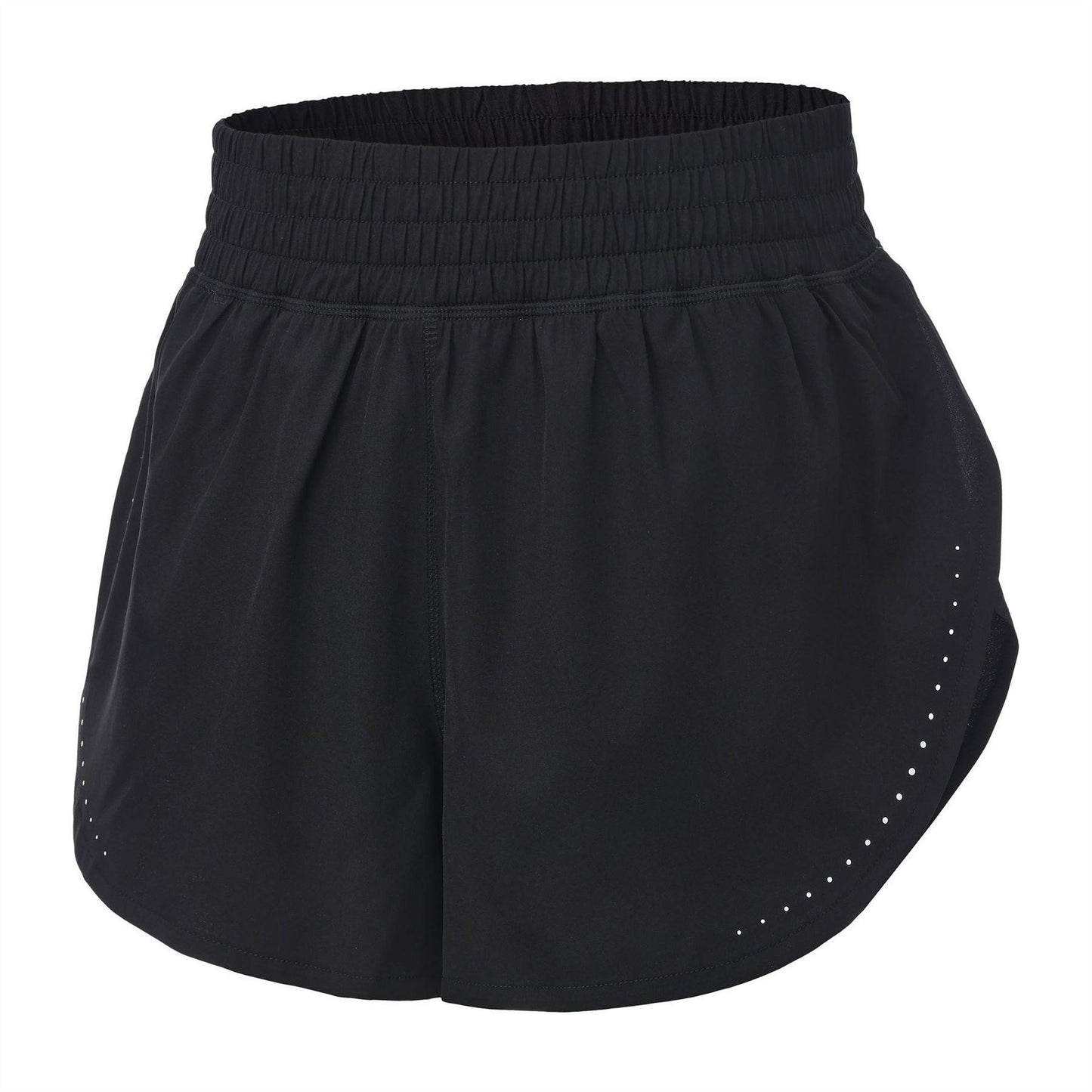 Black - Side - LA Gear Womens-Ladies Essential 2 in 1 High Waist Running Shorts