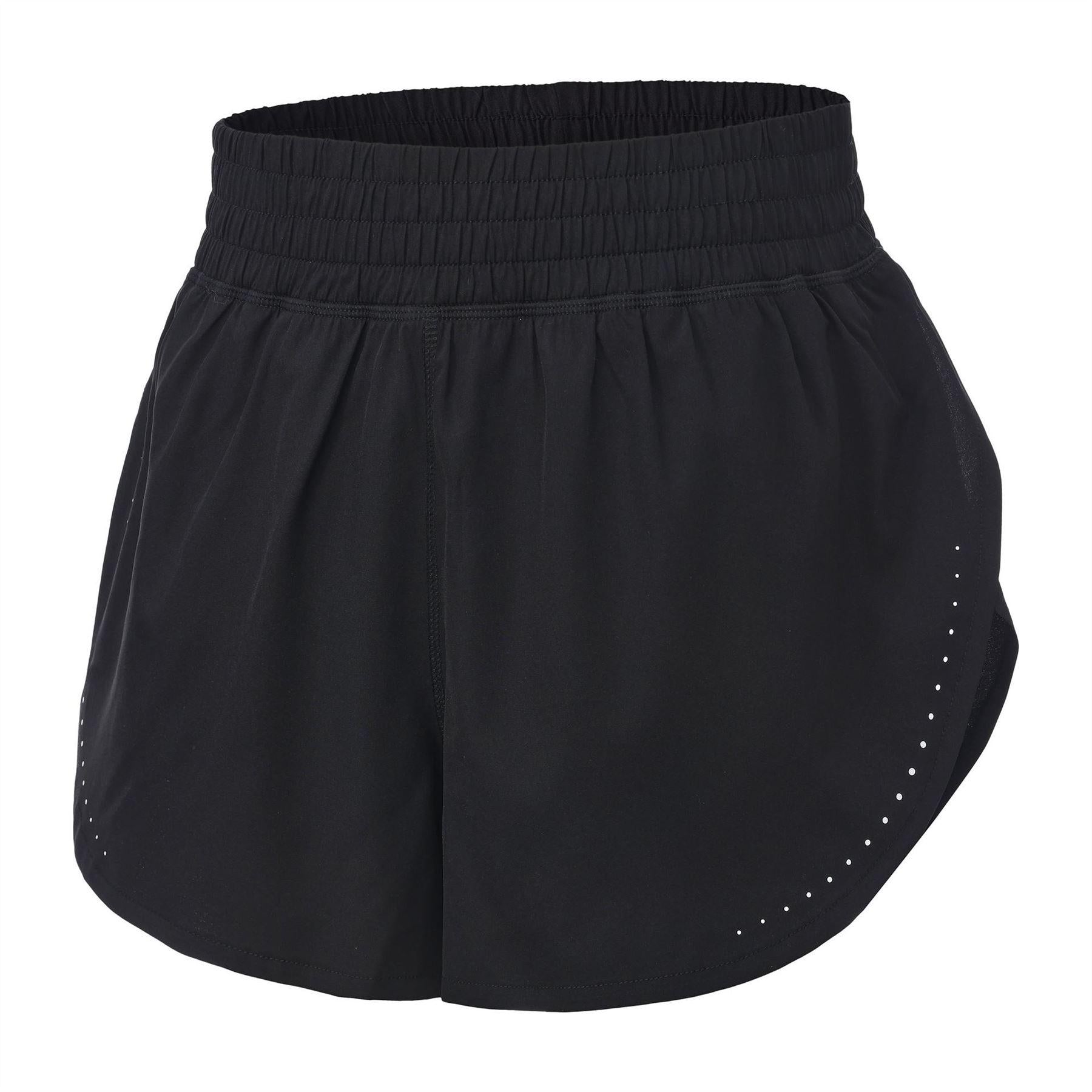 Black - Side - LA Gear Womens-Ladies Essential 2 in 1 High Waist Running Shorts