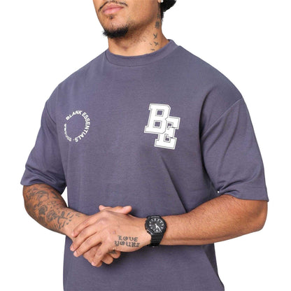 Thunder Grey - Side - Blank Essentials Mens Cotton Blend Oversized T-Shirt