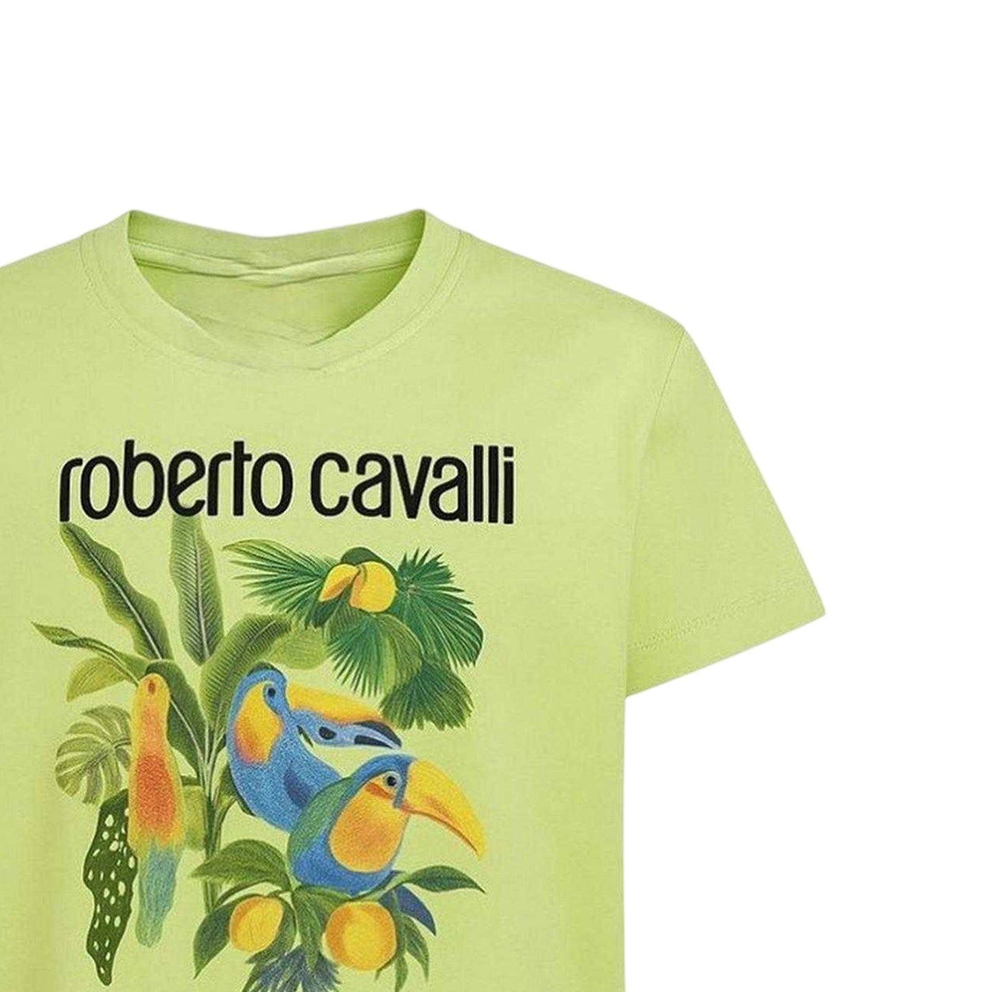 Green - Side - Roberto Cavalli Childrens-Kids Logo Regular Short-Sleeved T-Shirt