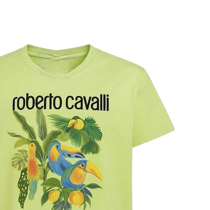 Green - Side - Roberto Cavalli Childrens-Kids Logo Regular Short-Sleeved T-Shirt