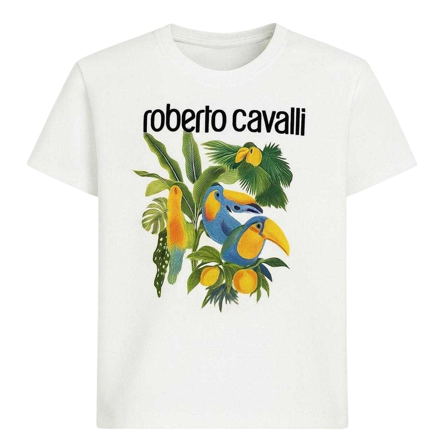 White - Front - Roberto Cavalli Childrens-Kids Logo Regular Short-Sleeved T-Shirt