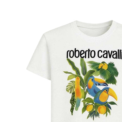White - Side - Roberto Cavalli Childrens-Kids Logo Regular Short-Sleeved T-Shirt