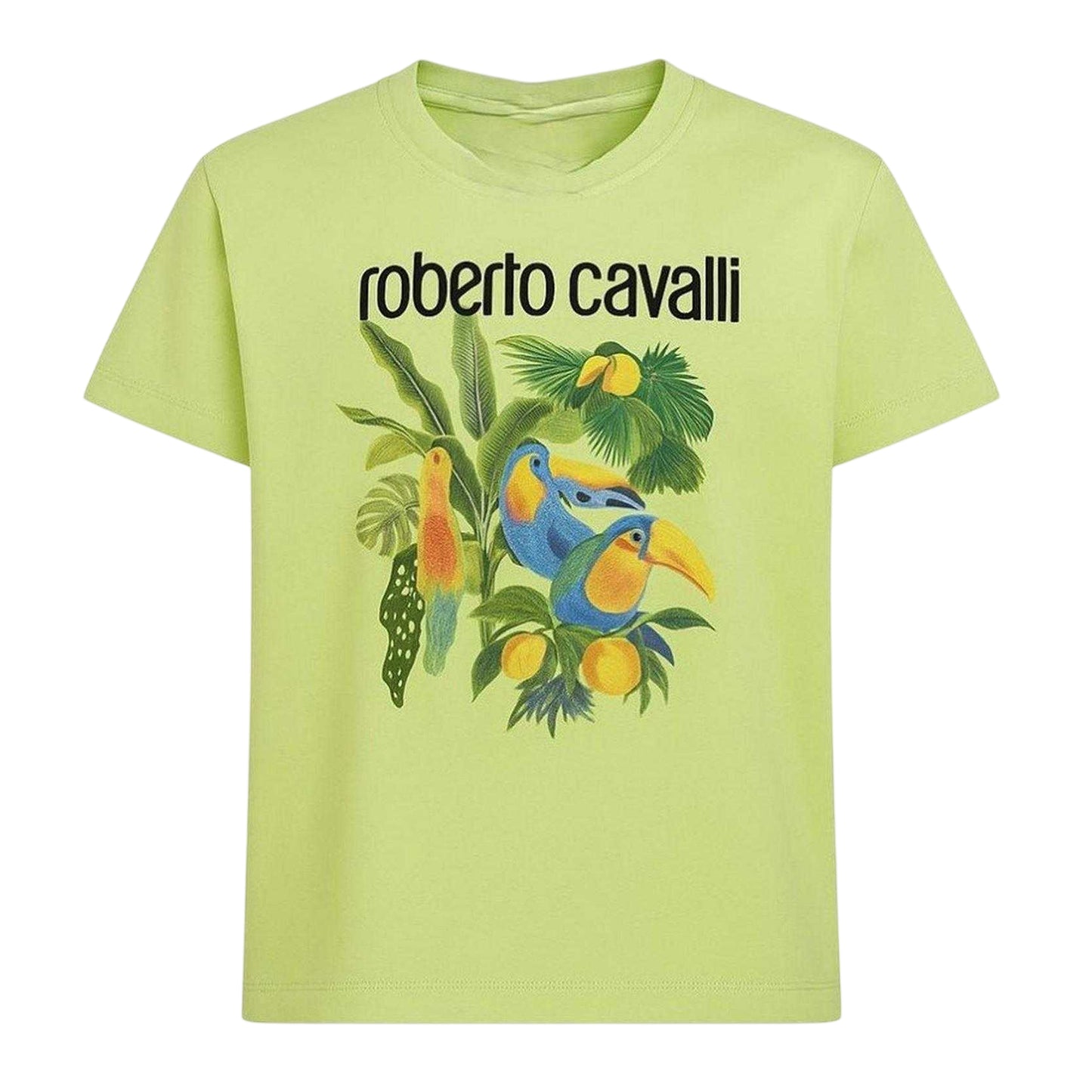 Green - Front - Roberto Cavalli Childrens-Kids Logo Regular Short-Sleeved T-Shirt