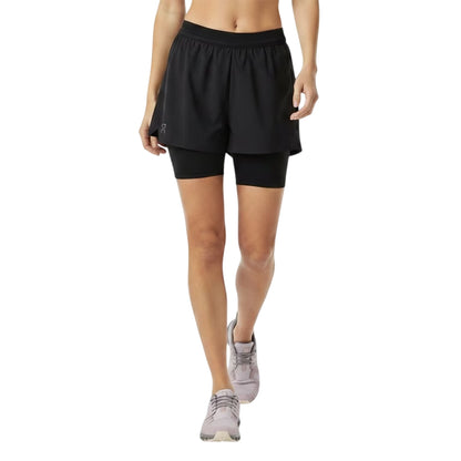Black - Side - On Running Womens-Ladies Performance 2 in 1 Running Shorts