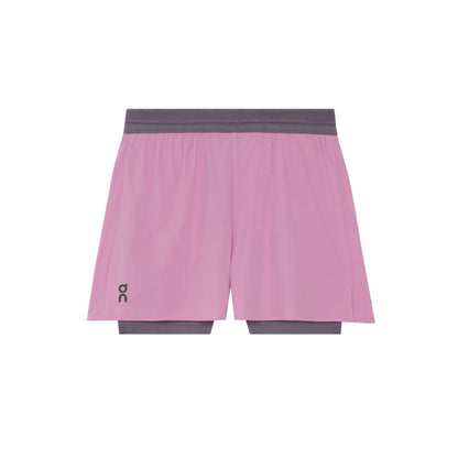Grey-Pink - Front - On Running Womens-Ladies Performance 2 in 1 Running Shorts