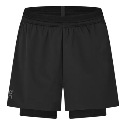 Black - Front - On Running Womens-Ladies Performance 2 in 1 Running Shorts