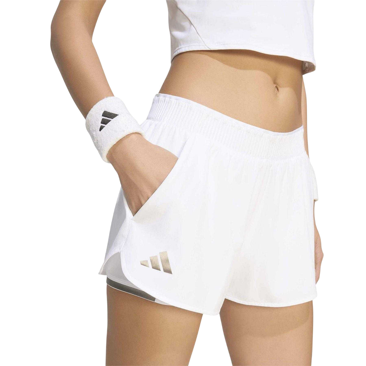 White - Side - Adidas Womens-Ladies Wimbledon Tennis Shorts