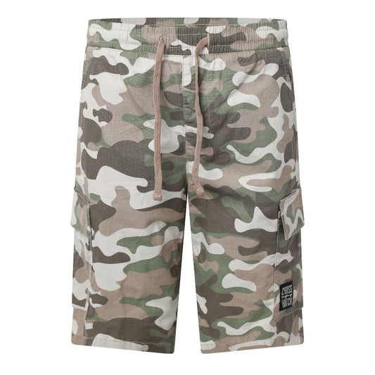 Pebble - Front - Crosshatch Mens Camouflage Cargo Shorts