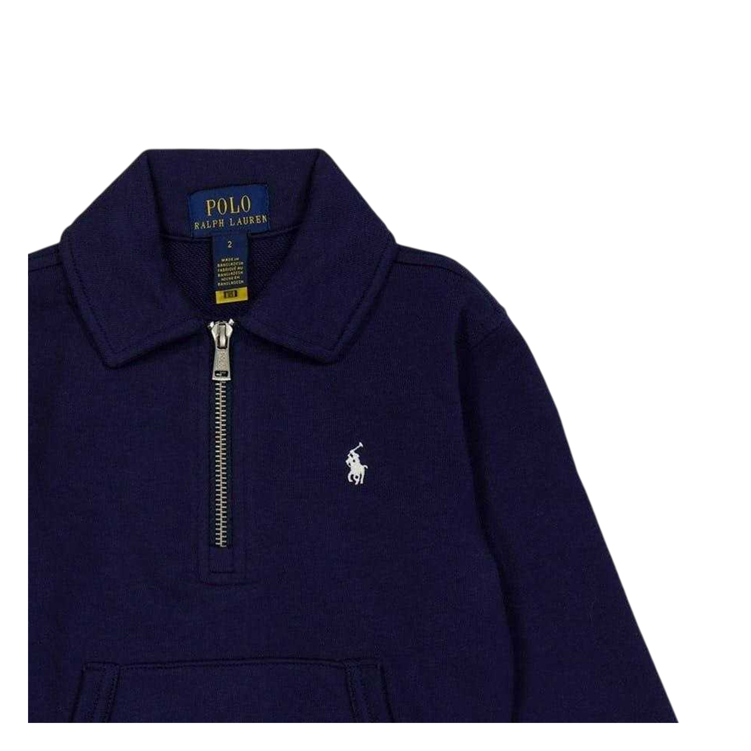 Navy - Side - Ralph Lauren Childrens-Kids Quarter Zip Regular Sweatshirt