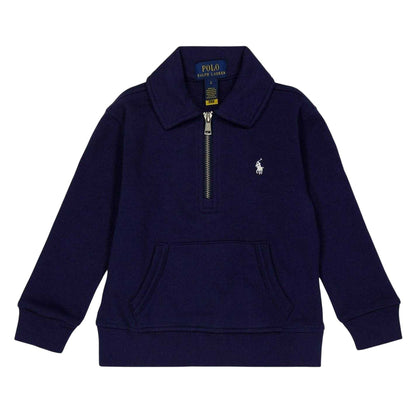 Navy - Front - Ralph Lauren Childrens-Kids Quarter Zip Regular Sweatshirt