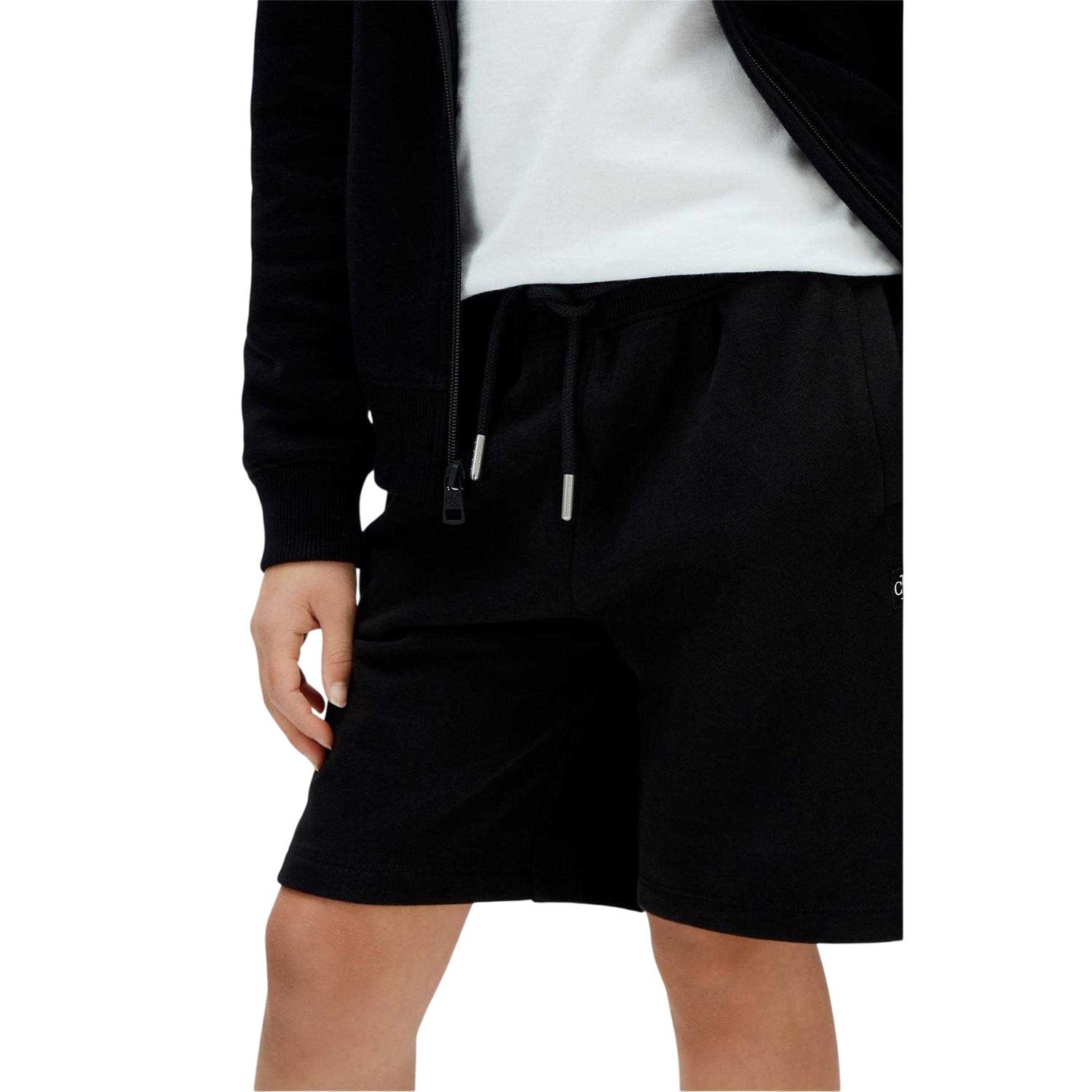 Black - Side - Calvin Klein Childrens-Kids Jeans Embroidered Logo Shorts