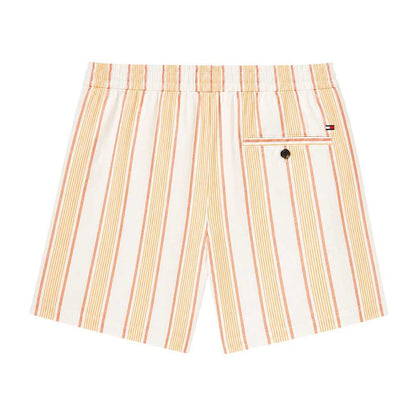 Orange - Back - Tommy Hilfiger Mens Woven Striped Shorts
