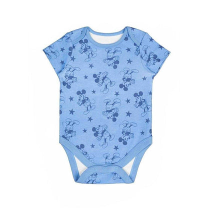 Blue-Grey-White - Back - Disney Baby Mickey Mouse Cotton Bodysuit (Pack of 5)