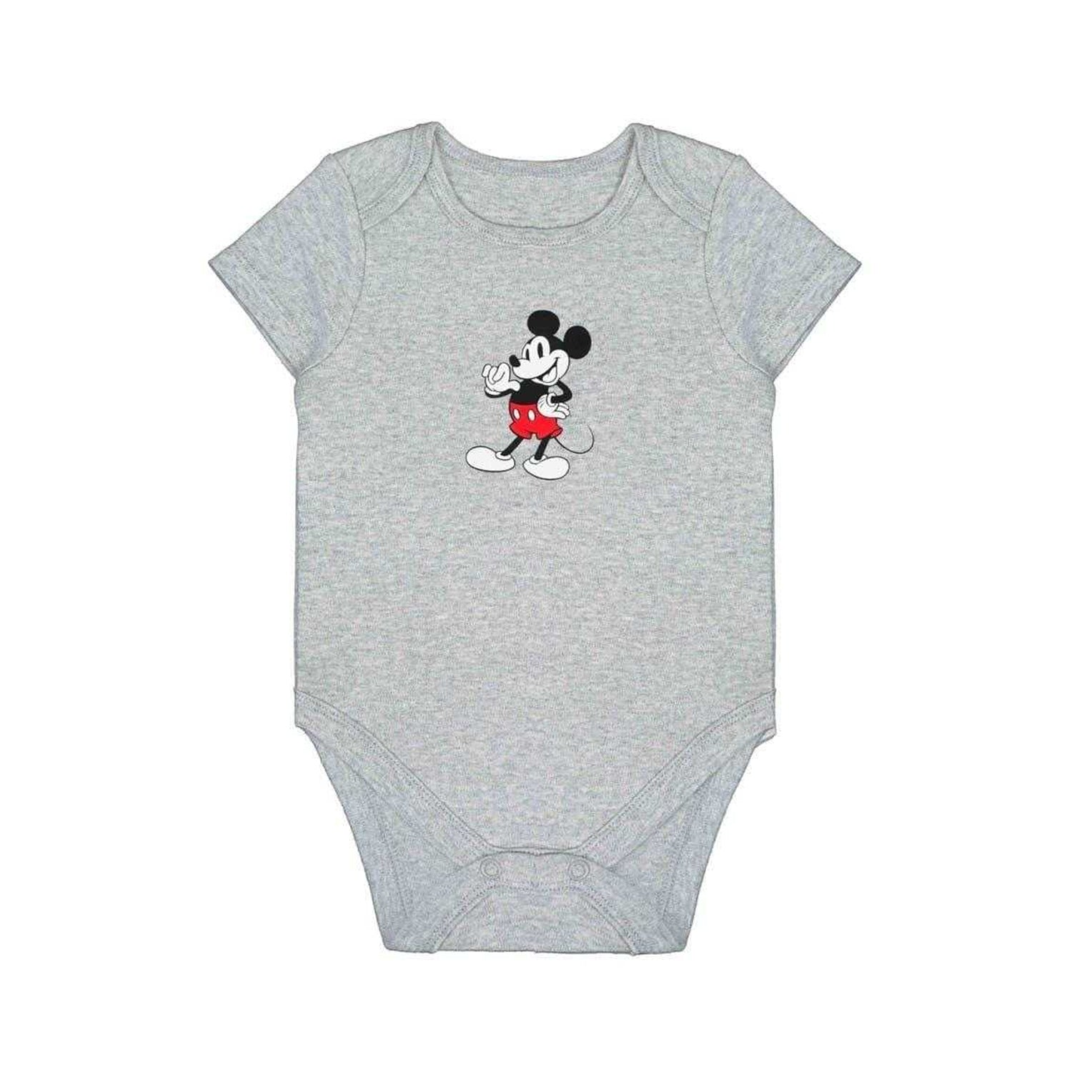 Blue-Grey-White - Lifestyle - Disney Baby Mickey Mouse Cotton Bodysuit (Pack of 5)
