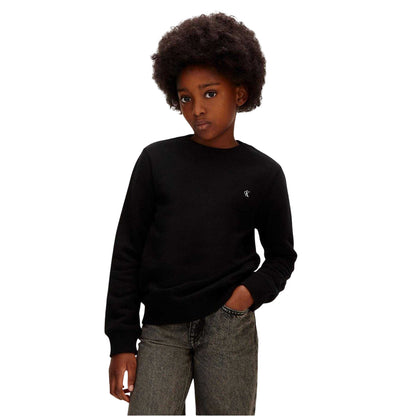 Black - Side - Calvin Klein Childrens-Kids Logo Crew Neck Sweatshirt
