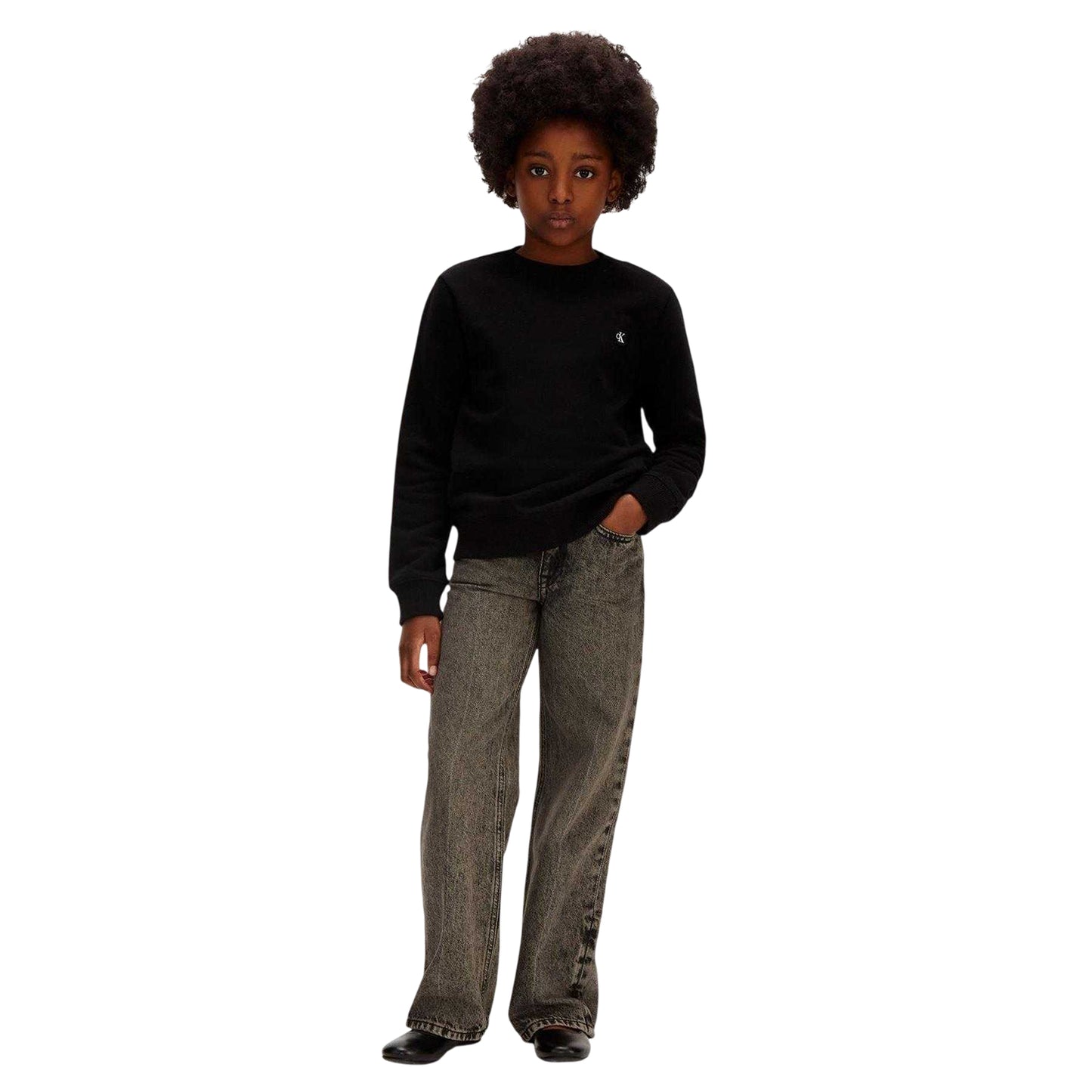 Black - Lifestyle - Calvin Klein Childrens-Kids Logo Crew Neck Sweatshirt