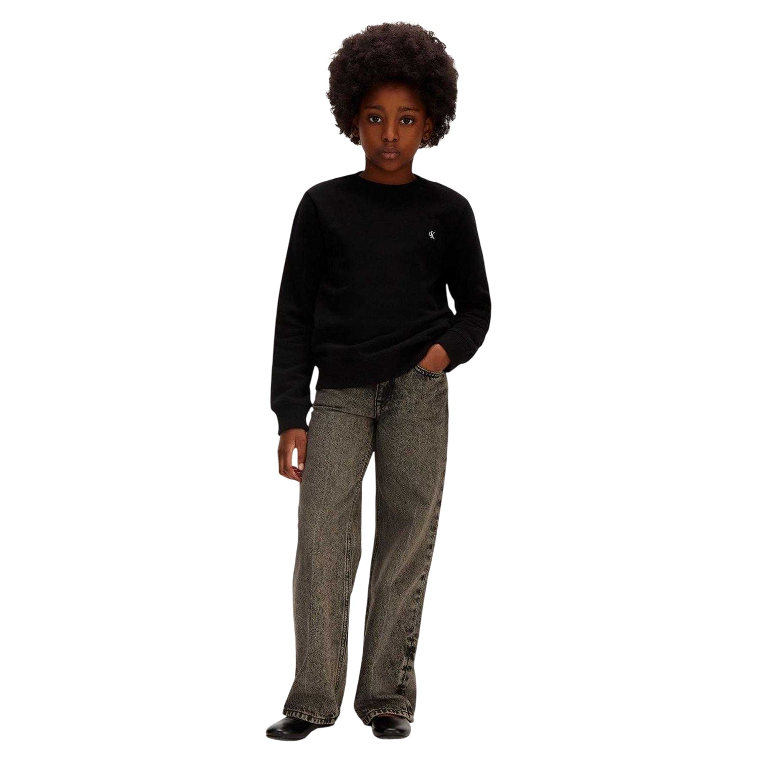 Black - Lifestyle - Calvin Klein Childrens-Kids Logo Crew Neck Sweatshirt