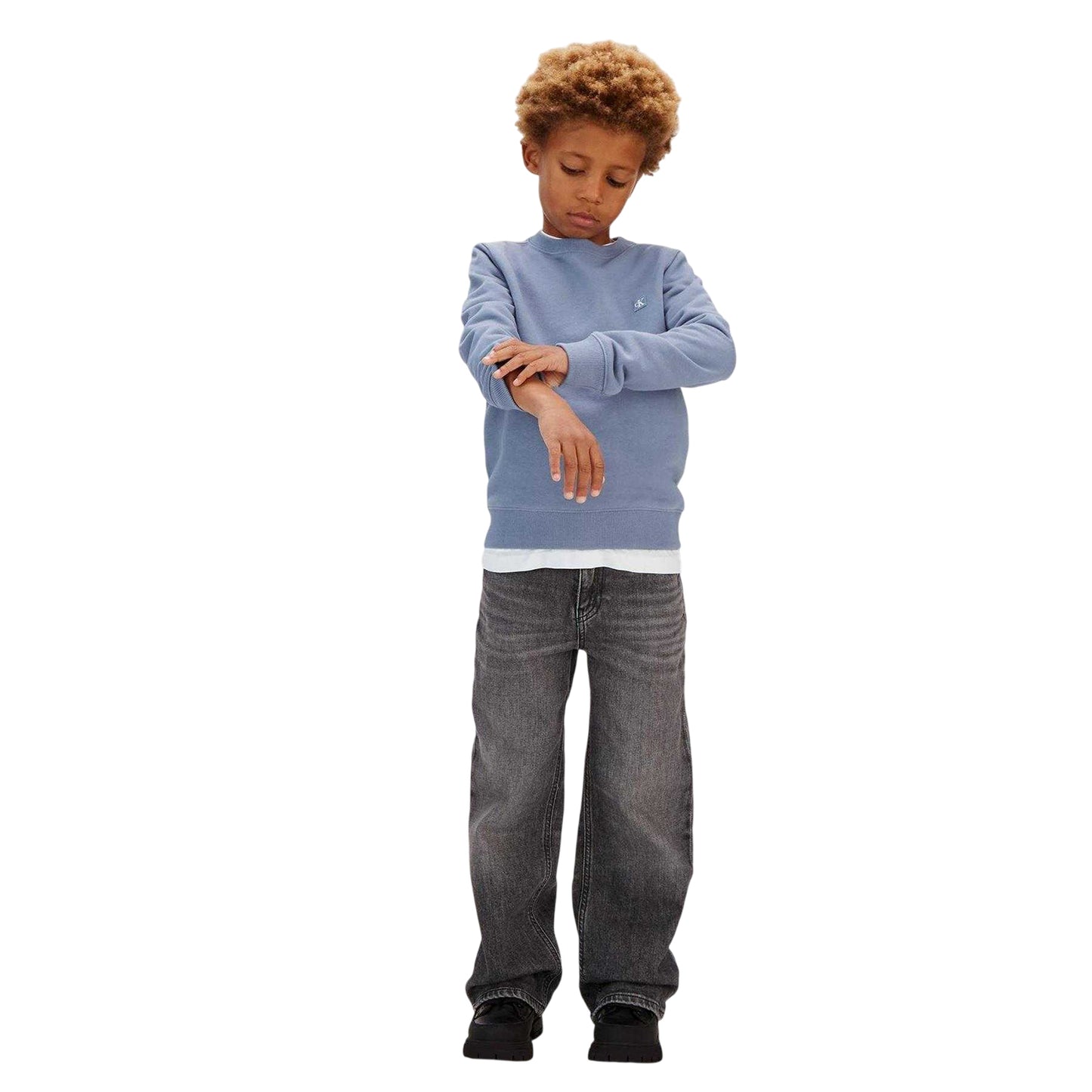 Blue - Lifestyle - Calvin Klein Childrens-Kids Logo Crew Neck Sweatshirt