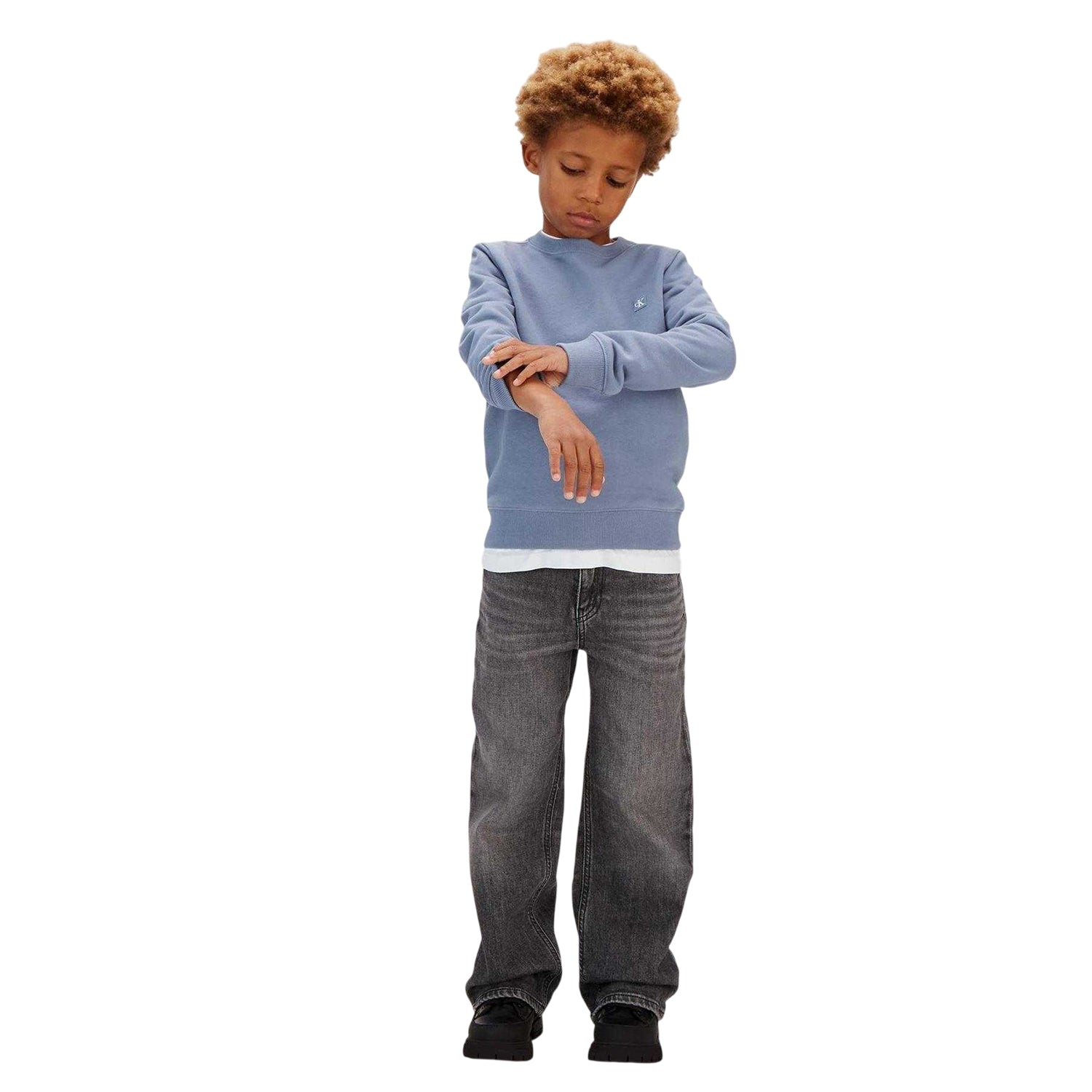 Blue - Lifestyle - Calvin Klein Childrens-Kids Logo Crew Neck Sweatshirt