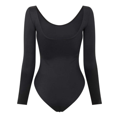 Black - Back - Balenciaga Womens-Ladies Plain Jersey Fitted Bodysuit