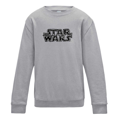 Grey - Front - Star Wars Childrens-Kids Logo Sweatshirt