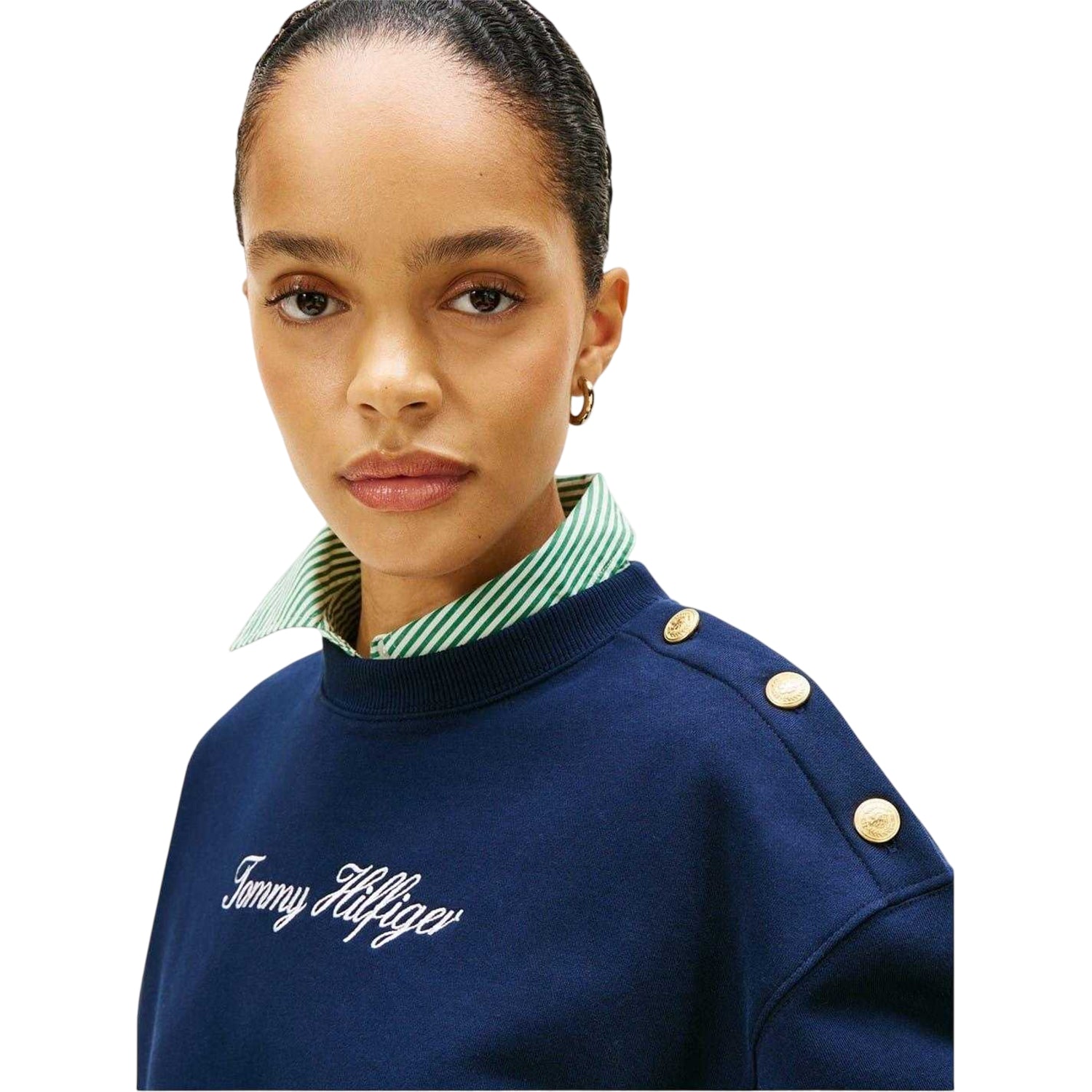 Dark Navy - Side - Tommy Hilfiger Womens-Ladies Script Logo Sweatshirt