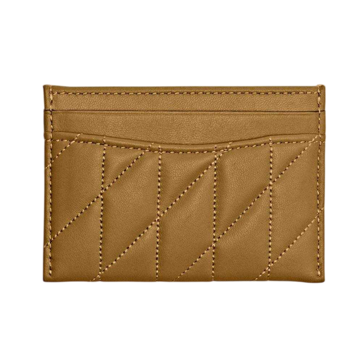 Olive - Back - Coach Quilted Leather Card Holder