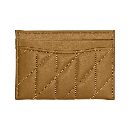 Olive - Back - Coach Quilted Leather Card Holder