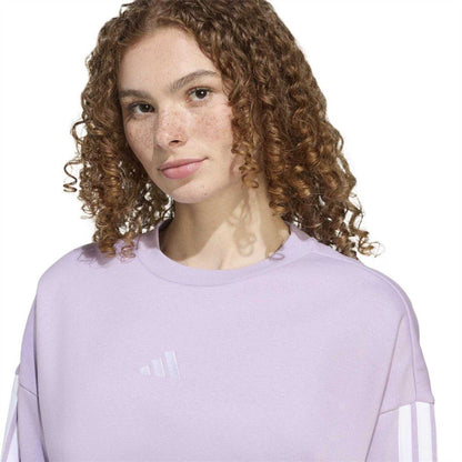 Powder-Plum - Side - Adidas Womens-Ladies Side Stripe Logo Sweatshirt