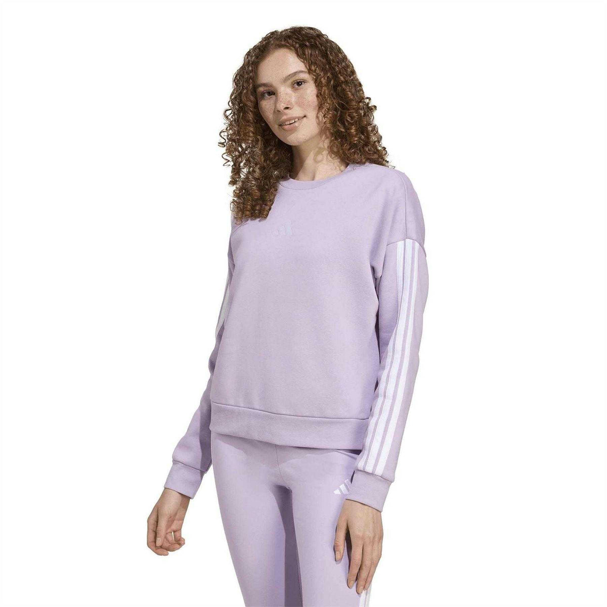 Powder-Plum - Lifestyle - Adidas Womens-Ladies Side Stripe Logo Sweatshirt