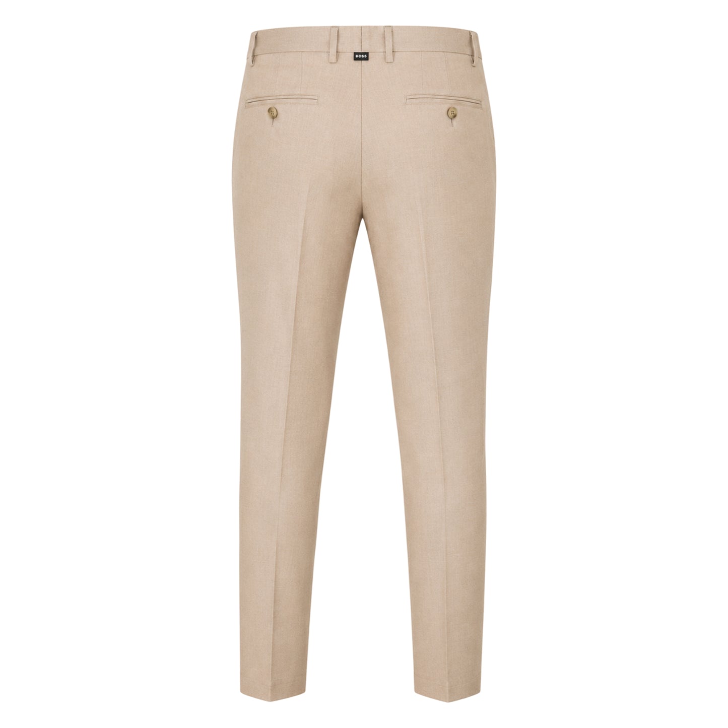 Medium Beige - Back - Boss Mens Kane Plain Straight Leg Trousers