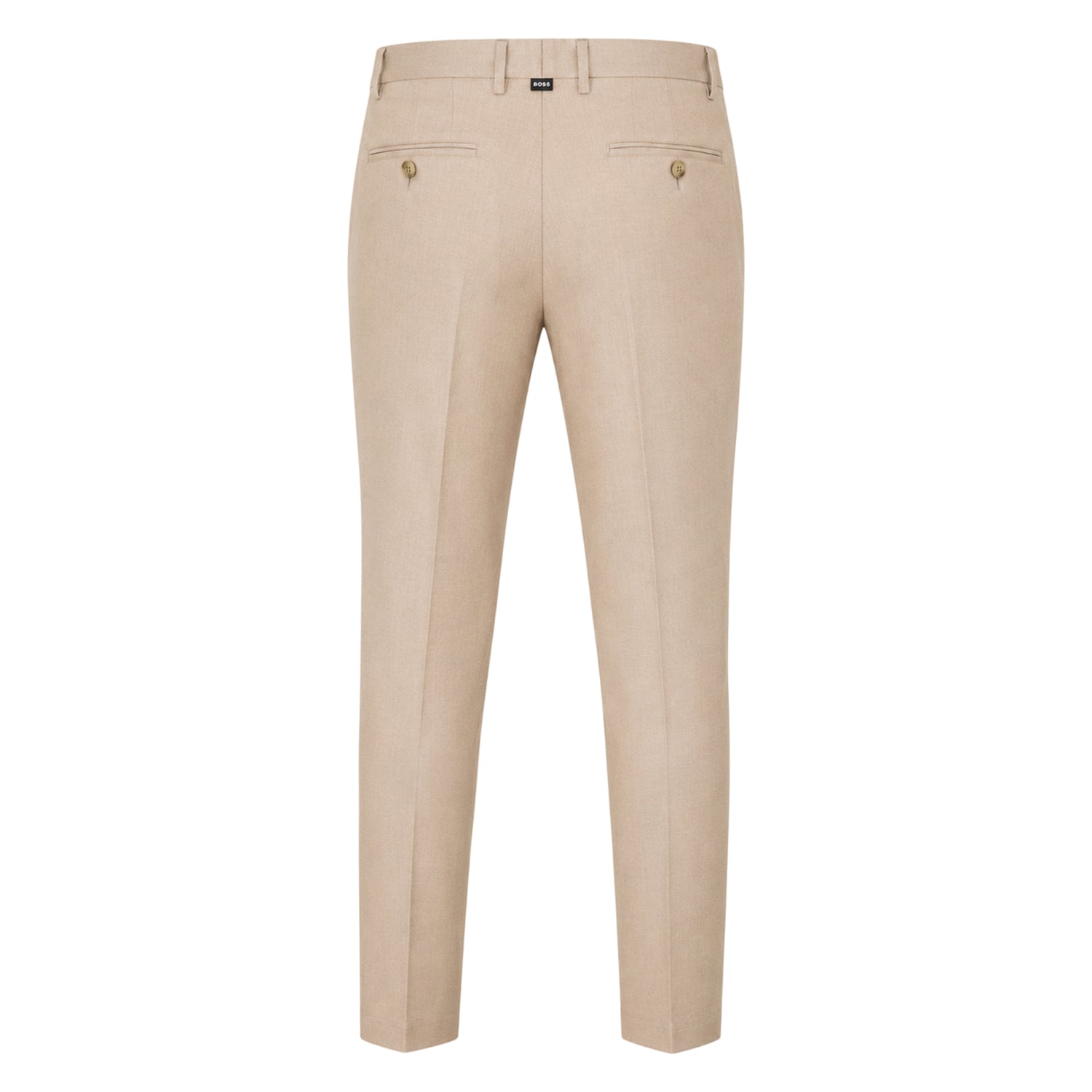 Medium Beige - Back - Boss Mens Kane Plain Straight Leg Trousers