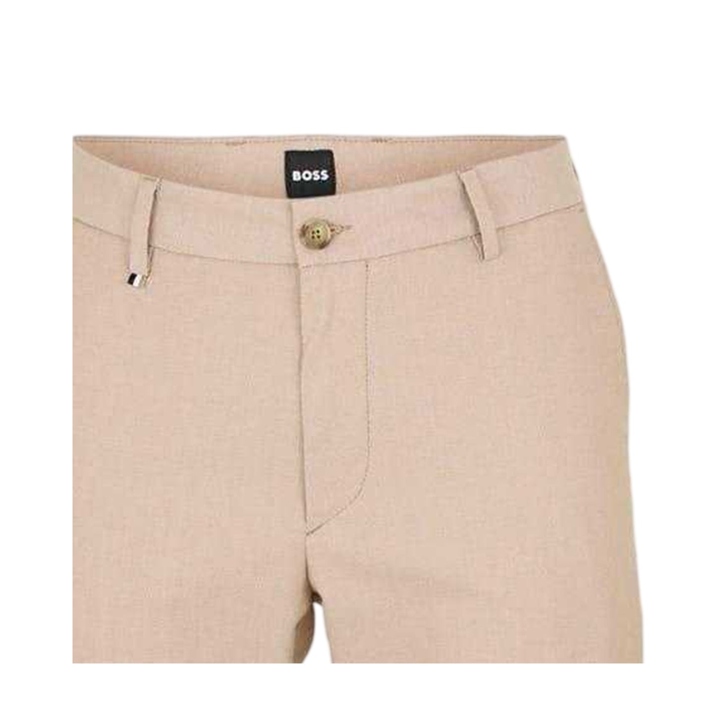 Medium Beige - Side - Boss Mens Kane Plain Straight Leg Trousers
